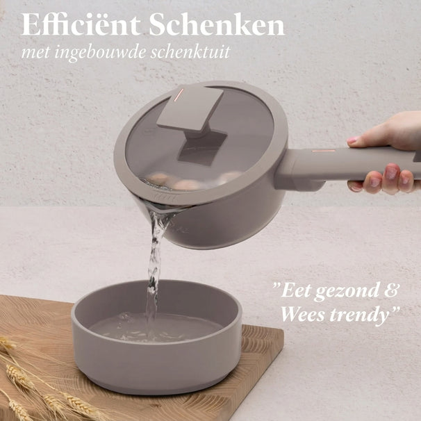 BerlingerHaus Set de Sarten Taupe 11 Piezas - Olla ø 20, 24, 28 cm, Sartén ø 24, 28 cm & Cacerola ø 16 cm - apto para todas las fuentes de calor