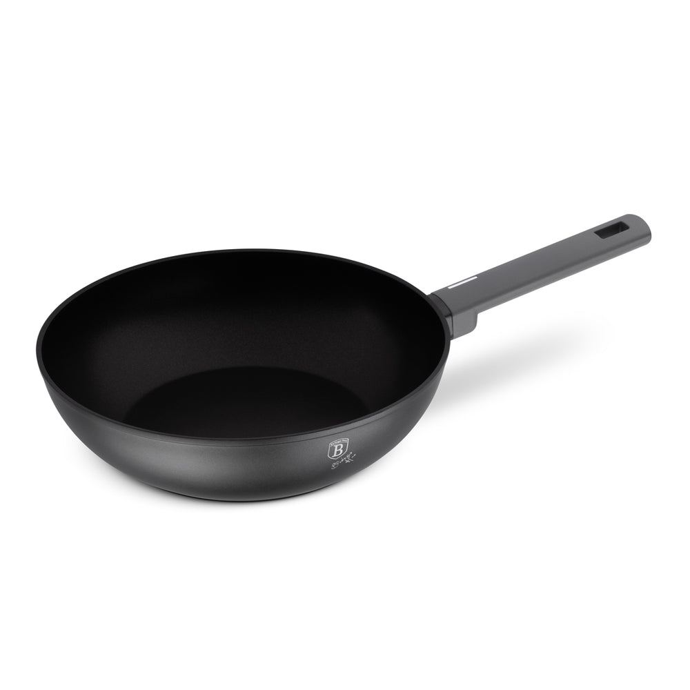 BerlingerHaus Wokpan Matte Antraciet ø 28 cm - adecuado para todas las fuentes de calor - revestimiento antiadherente estándar