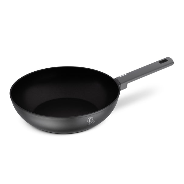 BerlingerHaus Wokpan Matte Antraciet ø 28 cm - adecuado para todas las fuentes de calor - revestimiento antiadherente estándar