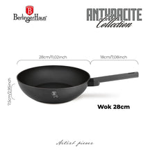 BerlingerHaus Wokpan Matte Antraciet ø 28 cm - adecuado para todas las fuentes de calor - revestimiento antiadherente estándar