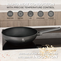 BerlingerHaus Wokpan Matte Antraciet ø 28 cm - adecuado para todas las fuentes de calor - revestimiento antiadherente estándar