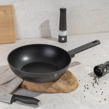 BerlingerHaus Wokpan Matte Antraciet ø 28 cm - adecuado para todas las fuentes de calor - revestimiento antiadherente estándar
