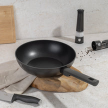 BerlingerHaus Wokpan Matte Antraciet ø 28 cm - adecuado para todas las fuentes de calor - revestimiento antiadherente estándar