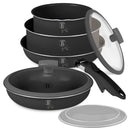 BerlingerHaus Set de Sartenes Click-it Mat Antracita 6 piezas - Olla ø 16 & 20 cm, Sartén ø 20 & 24 cm - apto para todas las fuentes de calor