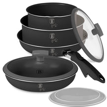 BerlingerHaus Set de Sartenes Click-it Mat Antracita 6 piezas - Olla ø 16 & 20 cm, Sartén ø 20 & 24 cm - apto para todas las fuentes de calor