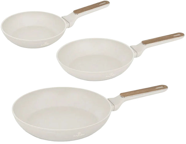 BerlingerHaus Set de Sartenes Nordic Mat Crème 3-Piezas - ø 20, 24 & 28 cm - apto para todas las fuentes de calor - recubrimiento antiadherente estándar