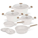 BerlingerHaus Set de Sartenes Nordic Mat Crème 7 Piezas - Cacerola ø 20, 24, 28 cm & Sartén ø 20, 24 cm - apto para todas las fuentes de calor