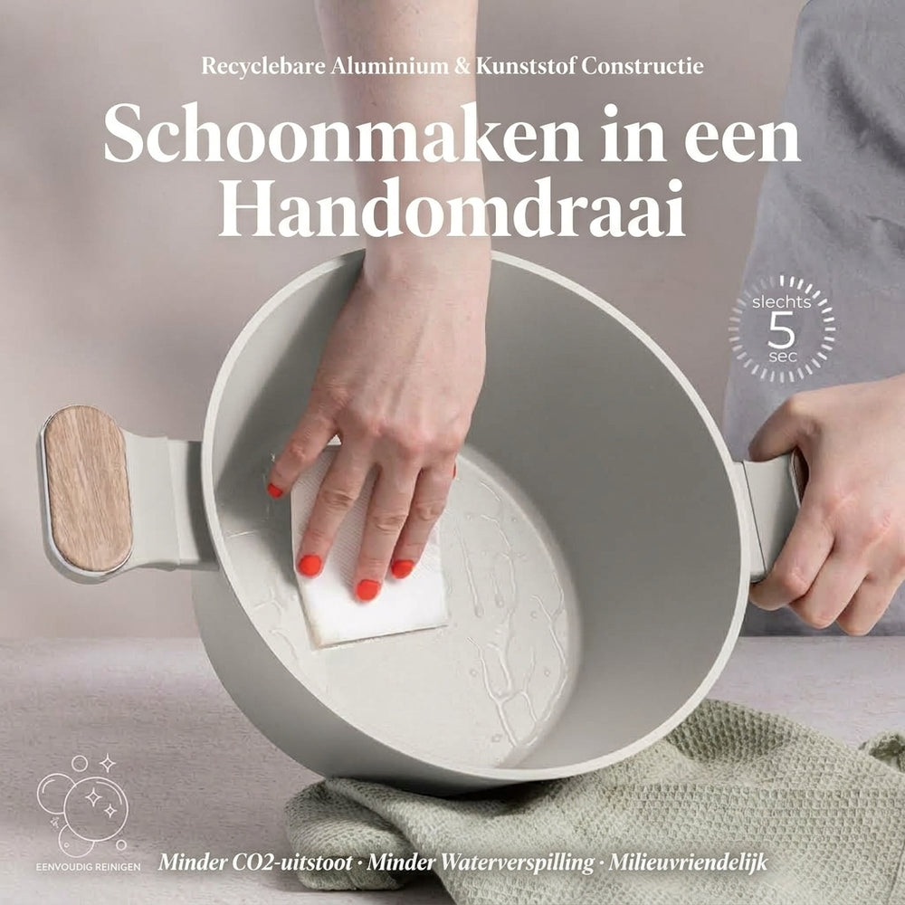 BerlingerHaus Set de Sartenes Nordic Mat Crème 7 Piezas - Cacerola ø 20, 24, 28 cm & Sartén ø 20, 24 cm - apto para todas las fuentes de calor