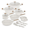 BerlingerHaus Set de Sartenes Nordic Mat Crème 11 Piezas - Olla ø 20, 24, 28 cm, Sartén ø 24, 28 cm & Cacerola ø 16 cm - apta para todas las fuentes de calor