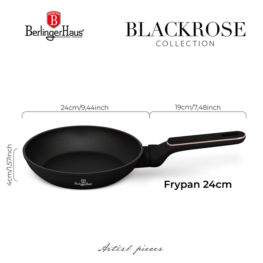 BerlingerHaus Sartén Negra Roségold ø 24 cm - apta para todas las fuentes de calor - recubrimiento antiadherente estándar