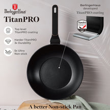 BerlingerHaus Wok Negro Rosado ø 28 cm - adecuado para todas las fuentes de calor - revestimiento antiadherente estándar