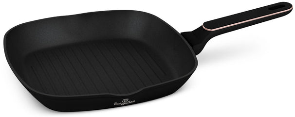 BerlingerHaus Sartén parrilla Negra Roségold 28 x 28 cm - adecuada para todas las fuentes de calor - capa antiadherente estándar