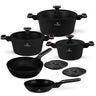 BerlingerHaus Juego de Sartenes Negro Rosa Oro 7 Piezas - Olla ø 20, 24, 28 cm & Sartén ø 20, 24 cm - apto para todas las fuentes de calor