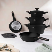 BerlingerHaus Juego de Sartenes Negro Rosa Oro 7 Piezas - Olla ø 20, 24, 28 cm & Sartén ø 20, 24 cm - apto para todas las fuentes de calor