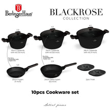 BerlingerHaus Juego de Sartenes Negro Rosa Oro 7 Piezas - Olla ø 20, 24, 28 cm & Sartén ø 20, 24 cm - apto para todas las fuentes de calor