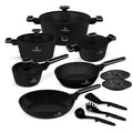 BerlingerHaus Set de Sartenes Negro Rosa Oro 11 Piezas - Olla ø 20, 24, 28 cm, Sartén ø 24, 28 cm & Cacerola ø 16 cm - apto para todas las fuentes de calor