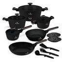 BerlingerHaus Set de Sartenes Negro Rosa Oro 11 Piezas - Olla ø 20, 24, 28 cm, Sartén ø 24, 28 cm & Cacerola ø 16 cm - apto para todas las fuentes de calor