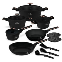 BerlingerHaus Set de Sartenes Negro Rosa Oro 11 Piezas - Olla ø 20, 24, 28 cm, Sartén ø 24, 28 cm & Cacerola ø 16 cm - apto para todas las fuentes de calor