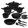 BerlingerHaus Set de Sartenes Negro Rosa Oro 11 Piezas - Olla ø 20, 24, 28 cm, Sartén ø 24, 28 cm & Cacerola ø 16 cm - apto para todas las fuentes de calor