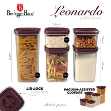 BerlingerHaus Set de tarros de almacenamiento Mate Burdeos 5 piezas