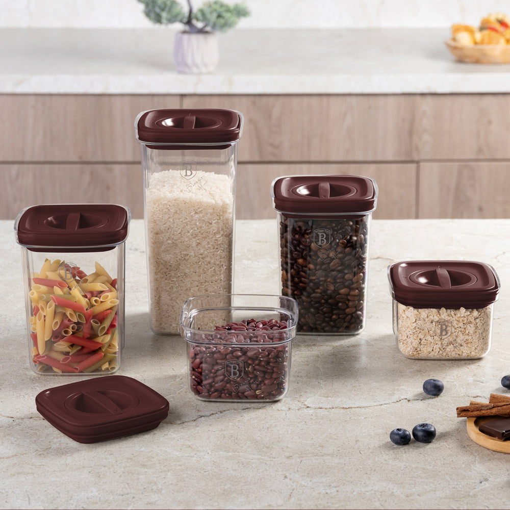 BerlingerHaus Set de tarros de almacenamiento Mate Burdeos 5 piezas