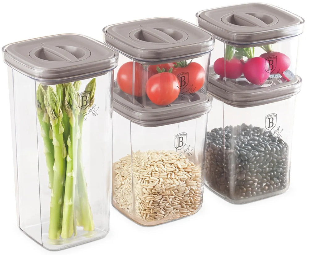 BerlingerHaus Set de tarros de almacenamiento Taupe 5 piezas