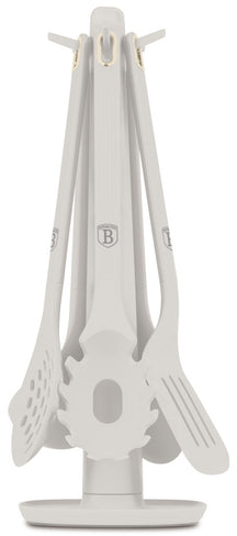 BerlingerHaus Set de Utensilios de Cocina con Soporte Mate Crema - Silicona - 6 piezas
