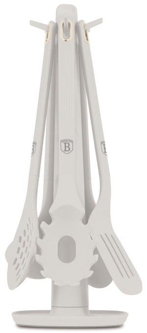 BerlingerHaus Set de Utensilios de Cocina con Soporte Mate Crema - Silicona - 6 piezas