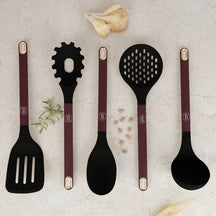BerlingerHaus Set de Utensilios de Cocina con Soporte Mate Burdeos - Silicona - 6 piezas