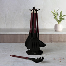 BerlingerHaus Set de Utensilios de Cocina con Soporte Mate Burdeos - Silicona - 6 piezas