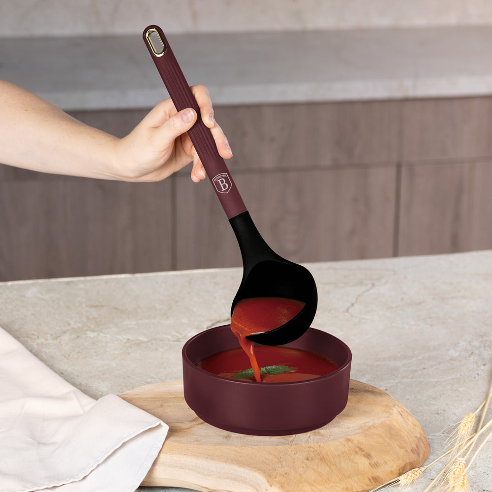 BerlingerHaus Set de Utensilios de Cocina con Soporte Mate Burdeos - Silicona - 6 piezas