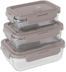 BerlingerHaus Tarros de Conservación de Vidrio Taupe - 3 piezas - 570 ml, 840 ml y 1.18 Litros
