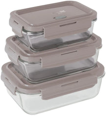 BerlingerHaus Tarros de Conservación de Vidrio Taupe - 3 piezas - 570 ml, 840 ml y 1.18 Litros