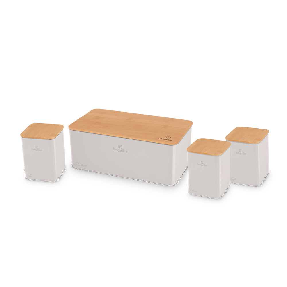 BerlingerHaus Panera con Botes de Almacenamiento Mate Crema - 4 piezas