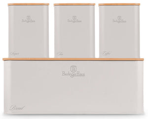BerlingerHaus Panera con Botes de Almacenamiento Mate Crema - 4 piezas