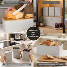 BerlingerHaus Panera con Botes de Almacenamiento Mate Crema - 4 piezas