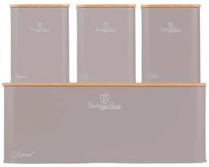 BerlingerHaus Panera con Botes de Almacenamiento Taupe - 4 piezas