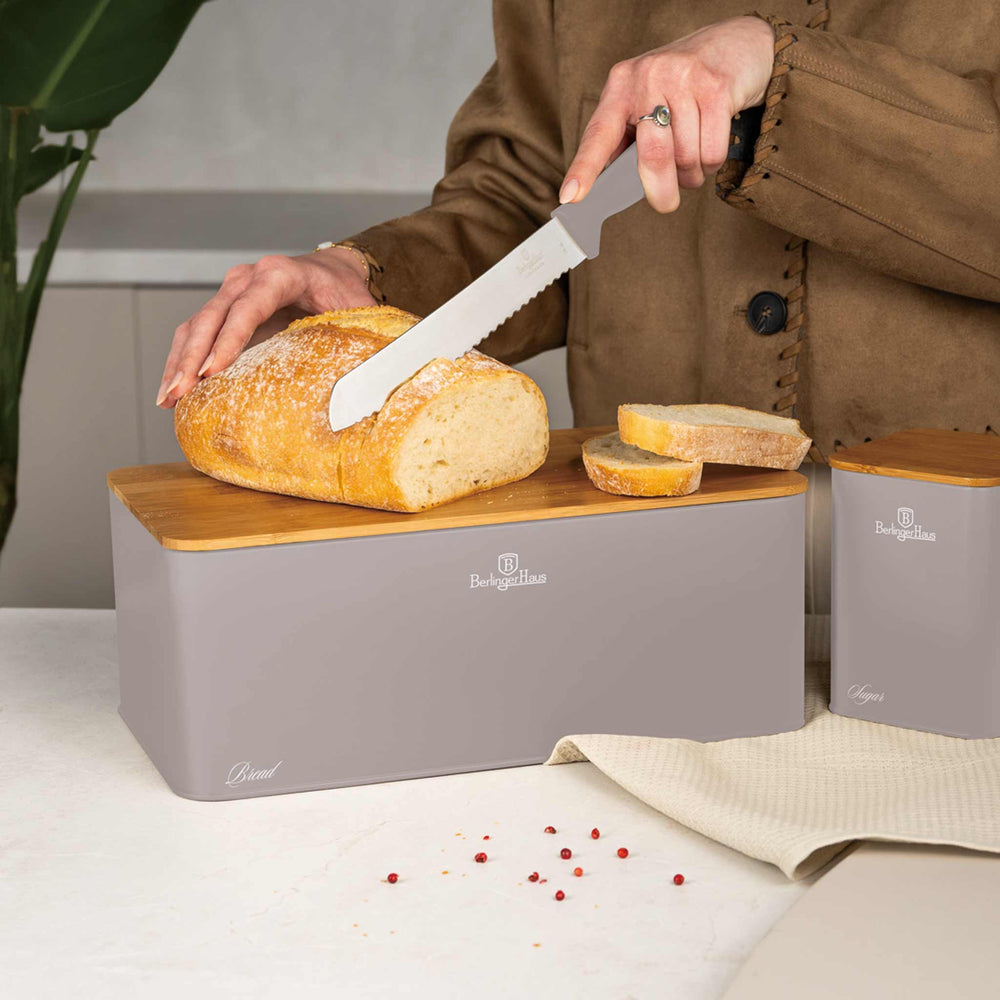 BerlingerHaus Panera con Botes de Almacenamiento Taupe - 4 piezas