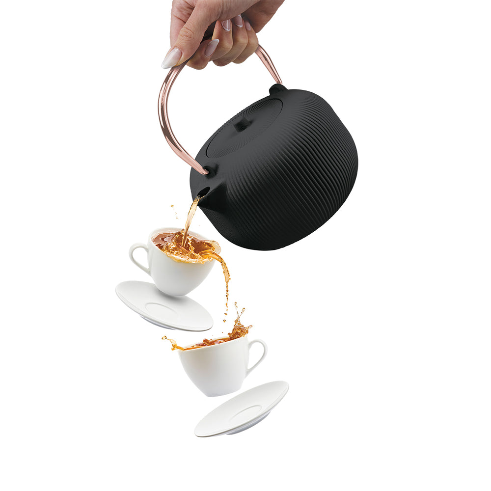 BerlingerHaus Tetera con Filtro de Acero Inoxidable - Hierro Fundido Negro Rosado - 1 Litro