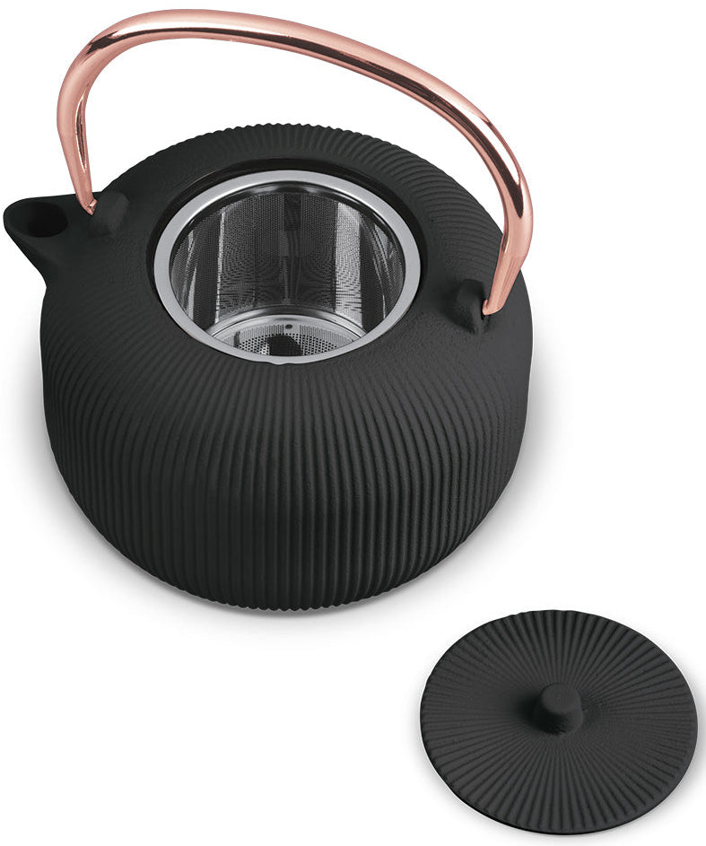 BerlingerHaus Tetera con Filtro de Acero Inoxidable - Hierro Fundido Negro Rosado - 1 Litro