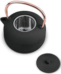BerlingerHaus Tetera con Filtro de Acero Inoxidable - Hierro Fundido Negro Rosado - 1 Litro
