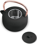 BerlingerHaus Tetera con Filtro de Acero Inoxidable - Hierro Fundido Negro Rosado - 1 Litro