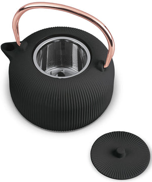 BerlingerHaus Tetera con Filtro de Acero Inoxidable - Hierro Fundido Negro Rosado - 1 Litro