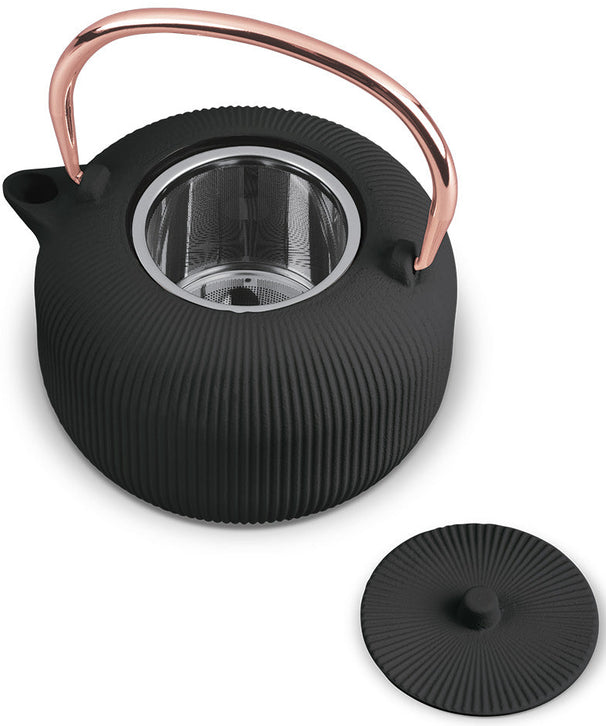 BerlingerHaus Tetera con Filtro de Acero Inoxidable - Hierro Fundido Negro Rosado - 1 Litro