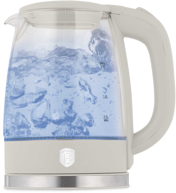 BerlingerHaus Hervidor de Agua Cristal Mate Crema - 1.7 Litros - 2200W