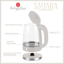 BerlingerHaus Hervidor de Agua Cristal Mate Crema - 1.7 Litros - 2200W