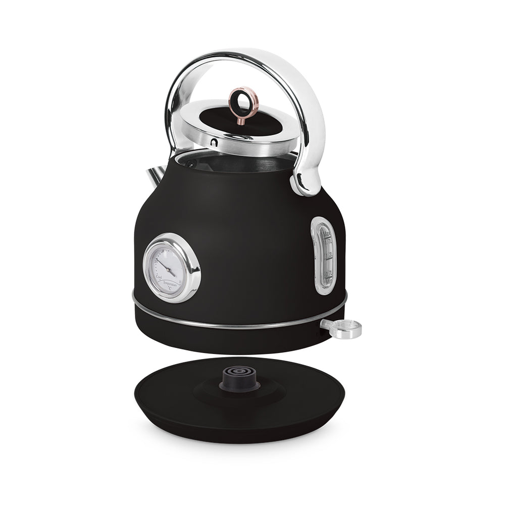 BerlingerHaus Hervidor de Agua Negro Roségold - con Termómetro - 1.7 Litros - 2200W