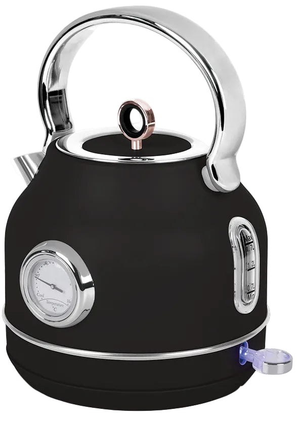 BerlingerHaus Hervidor de Agua Negro Roségold - con Termómetro - 1.7 Litros - 2200W