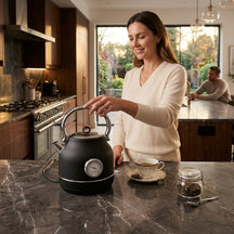 BerlingerHaus Hervidor de Agua Negro Roségold - con Termómetro - 1.7 Litros - 2200W