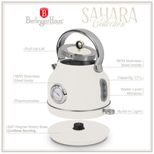 BerlingerHaus Hervidor de Agua Mate Crema - con Termómetro - 1.7 Litros - 2200W